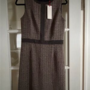 Nora Gardner Sleevless Brown Tweed Midi Dress chic